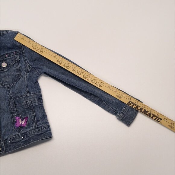 Arizona Jean Co. Girls Medium Denim Jacket Butterfly Embroidery Light Wash EUC - Picture 9 of 10